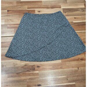 Eddie Bauer Womens Kacey Blue & Black Faux Wrap Skirt Large Lightweight Stretchy